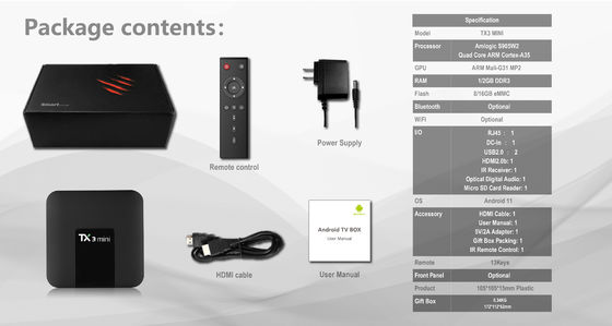 Android 11 TX3 Mini Plus OTT  กล่องรับสัญญาณ Amlogic S905W 4K Quad Core