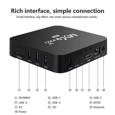 HD ฟรีออกอากาศ  OTT กล่องทีวี MXQ PRO 4K 4 คอร์ 64 บิต Android 7.1 H.265