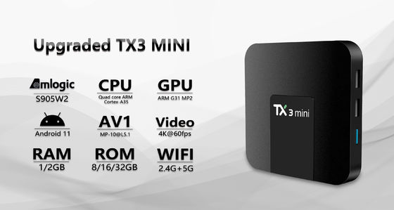 ODM Android 6.0 Amlogic S905w2 กล่องตั้งค่า  TX3mini Wifi2.4G 5G