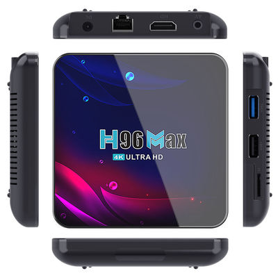 Dual Wifi BT H96 Max Ultra Hd Tv Box Rk3318 Android เครื่องเล่นมัลติมีเดียอัจฉริยะ