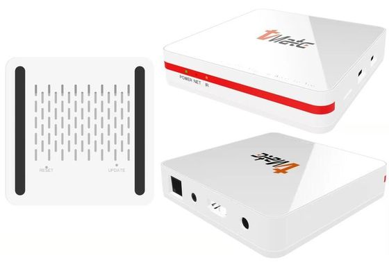 กล่องสตรีมมิ่งทีวี Android OTT พร้อม Mali-450MP GPU 105 X 105 X 20 มม. ขนาดเอาต์พุตวิดีโอ HDMI 2.0